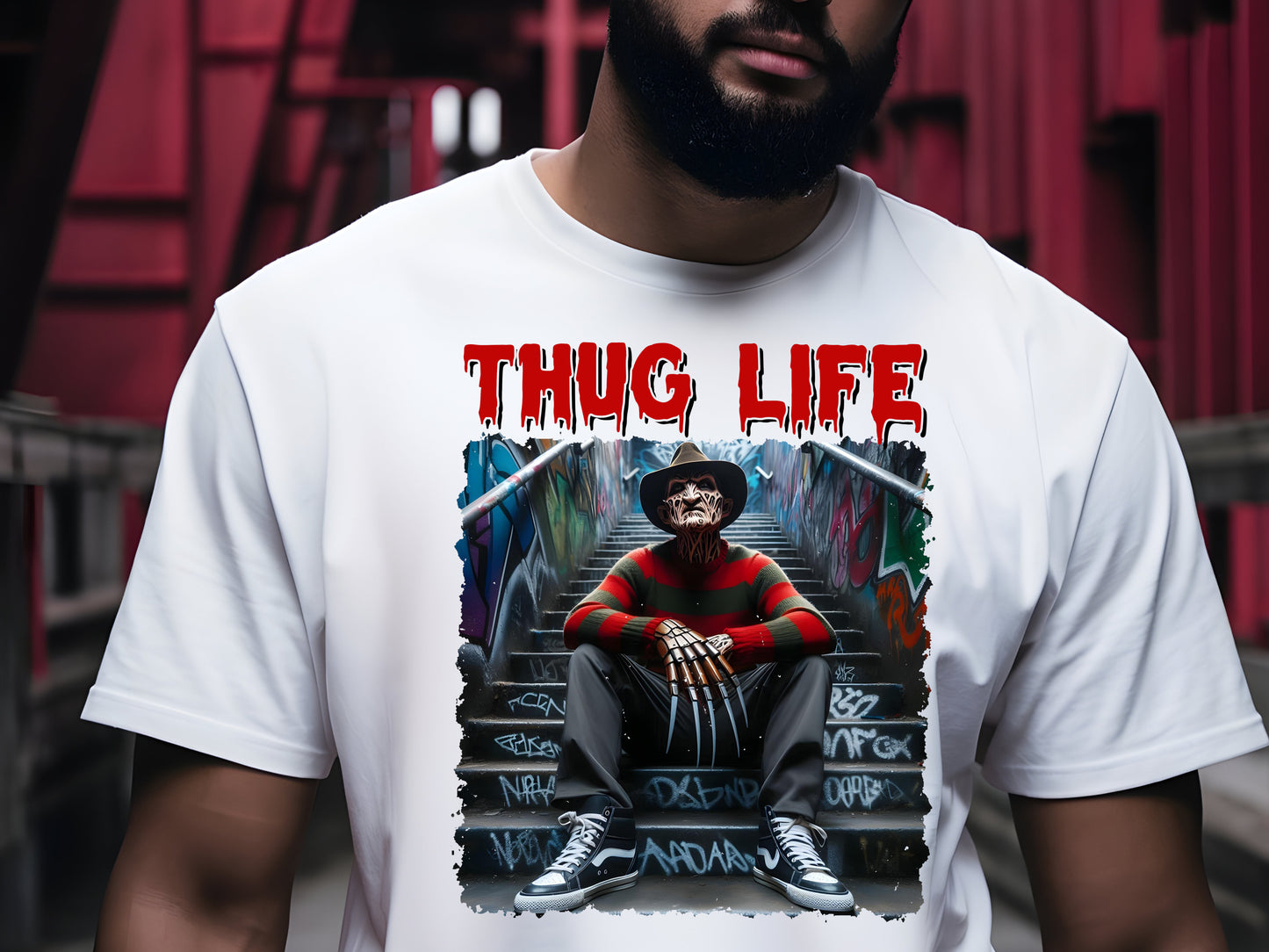Freddy Krueger Thug Life Halloween Horror Characters Male T-Shirt