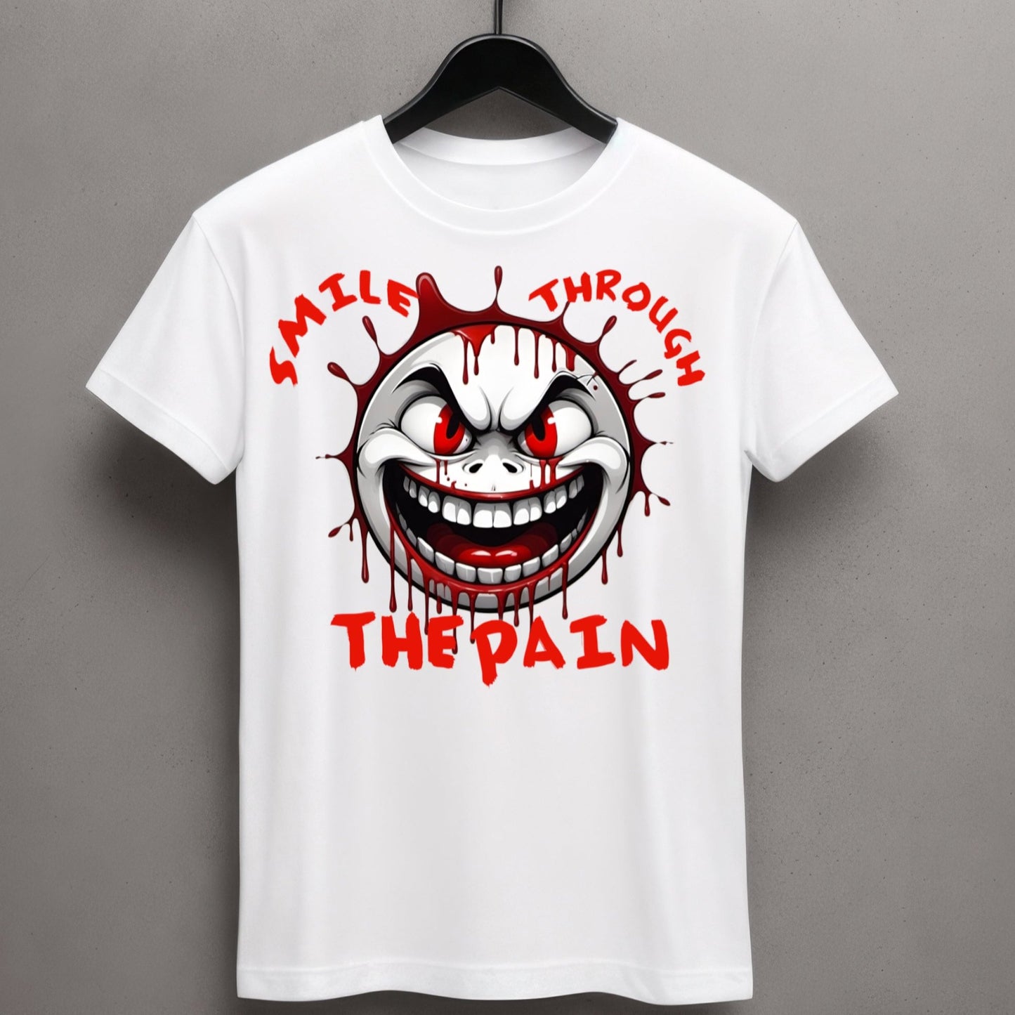 Evil Smile Face smile Through Pain Graphic T Shirt