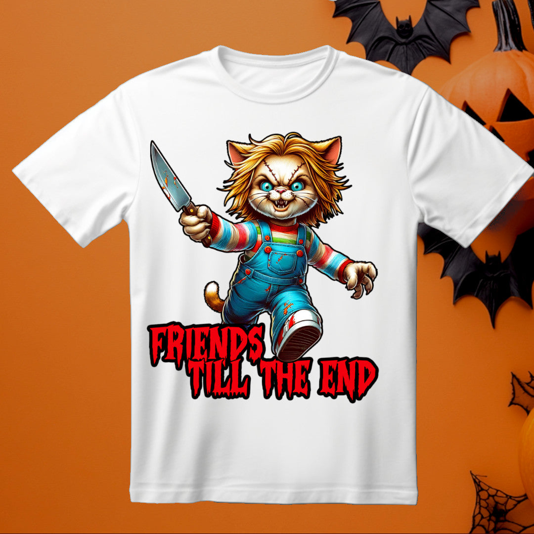 Friends Till the End Chuck Parody Cat Shirt, Horror Cat Lovers
